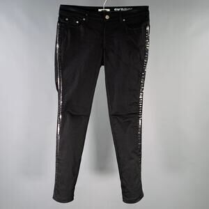 VERSACE COLLECTION Size 30 Donna Black Cotton Blend Studded Skinny Jeans